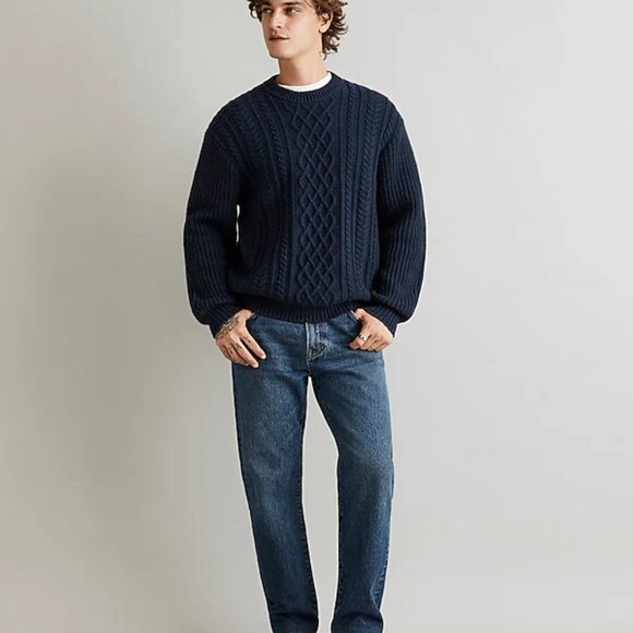 Madewell Other - Madewell Sweater Men's Medium Navy Blue Cabled Crewneck Classic Preppy N0019
